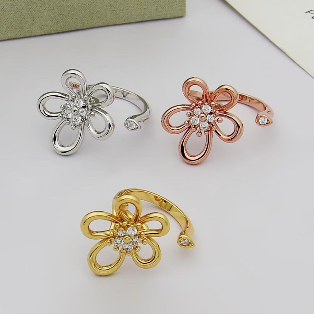 [Limara]   FLOWERLACE OPEN RING 5 DIAMONDS