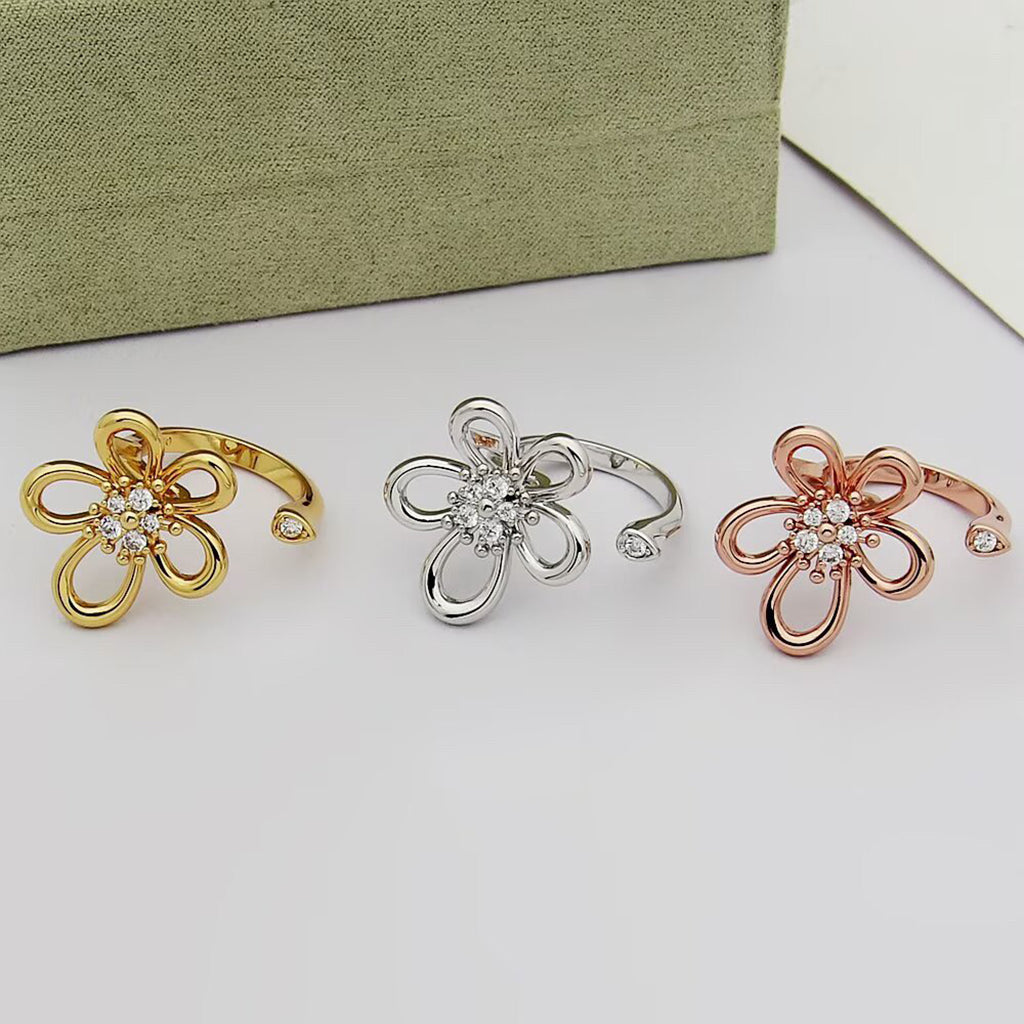 [Limara]   FLOWERLACE OPEN RING 5 DIAMONDS