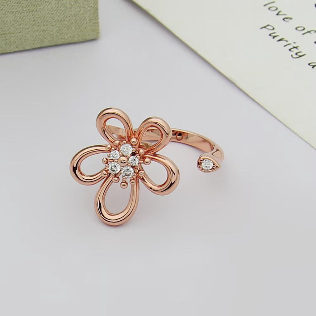 [Limara]   FLOWERLACE OPEN RING 5 DIAMONDS