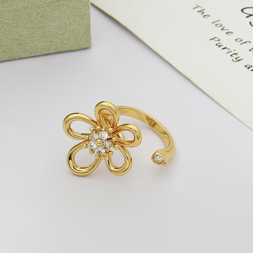 [Limara]   FLOWERLACE OPEN RING 5 DIAMONDS
