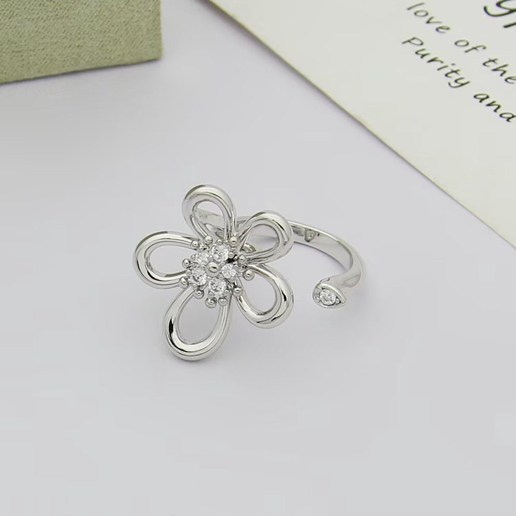 [Limara]   FLOWERLACE OPEN RING 5 DIAMONDS