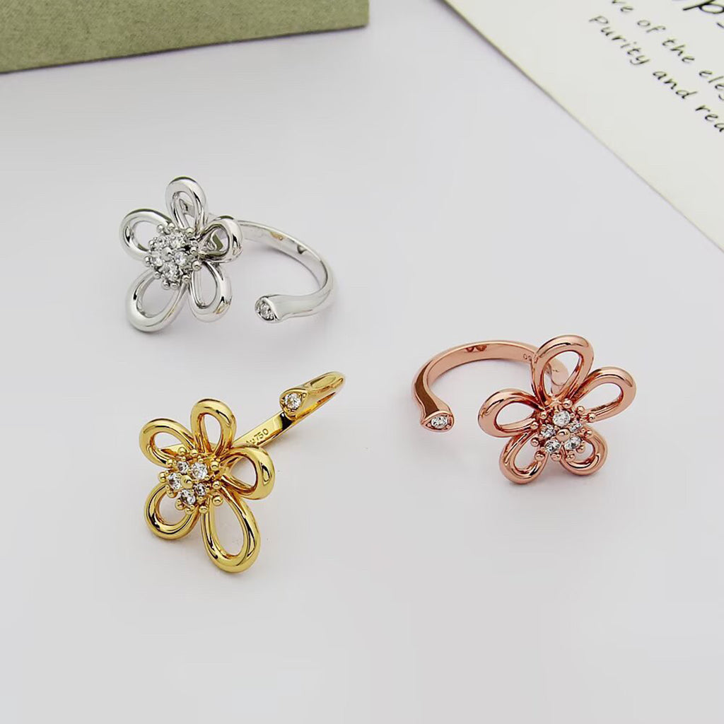 [Limara]   FLOWERLACE OPEN RING 5 DIAMONDS