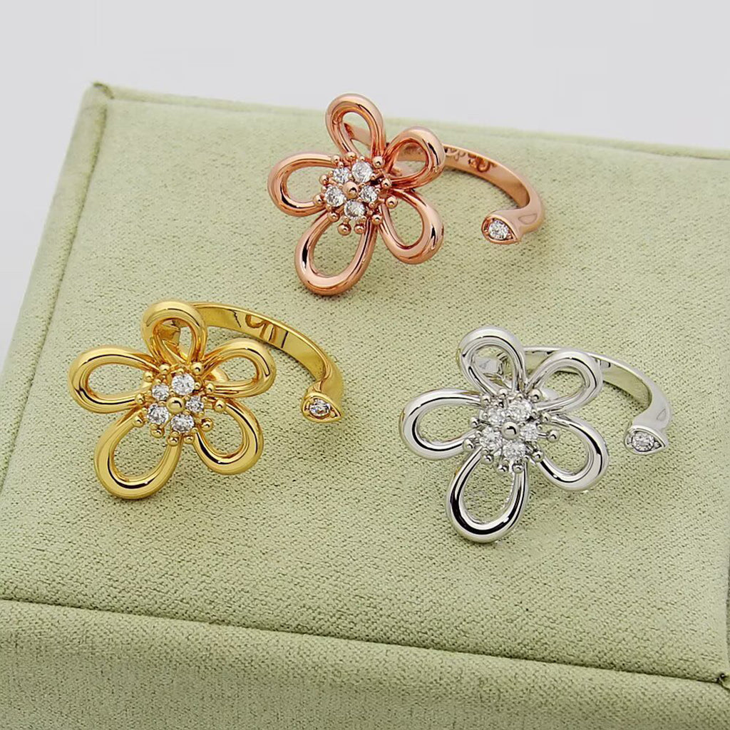[Limara]   FLOWERLACE OPEN RING 5 DIAMONDS