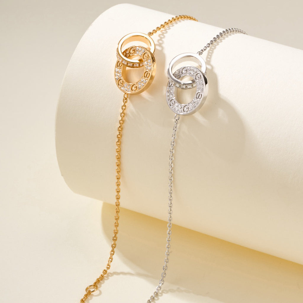 [Limara] LOVE DOUBLE RING FULL DIAMOND BRACELET