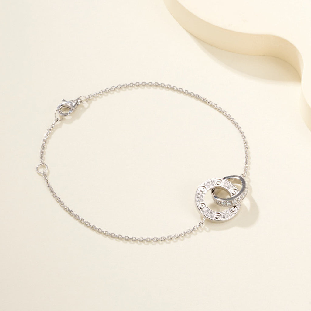 [Limara] LOVE DOUBLE RING FULL DIAMOND BRACELET