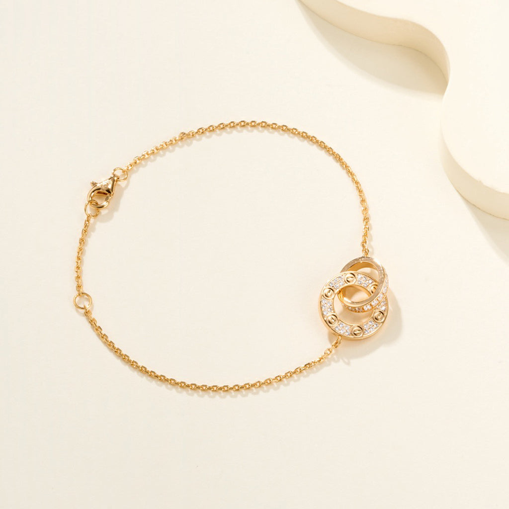 [Limara] LOVE DOUBLE RING FULL DIAMOND BRACELET