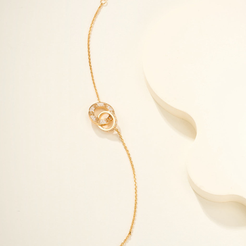 [Limara] LOVE DOUBLE RING FULL DIAMOND BRACELET