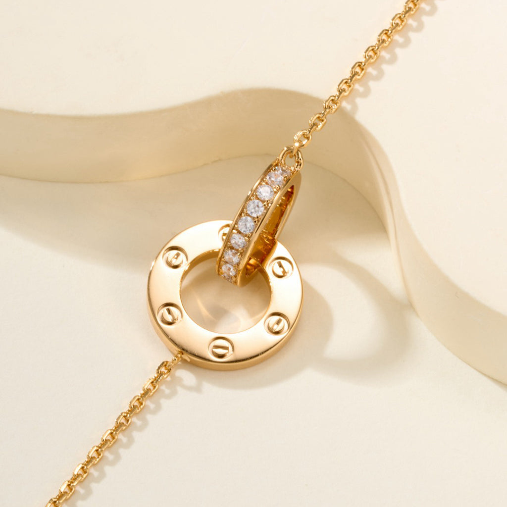 [Limara] LOVE DOUBLE RING FULL DIAMOND BRACELET
