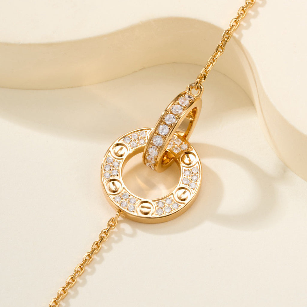 [Limara] LOVE DOUBLE RING FULL DIAMOND BRACELET