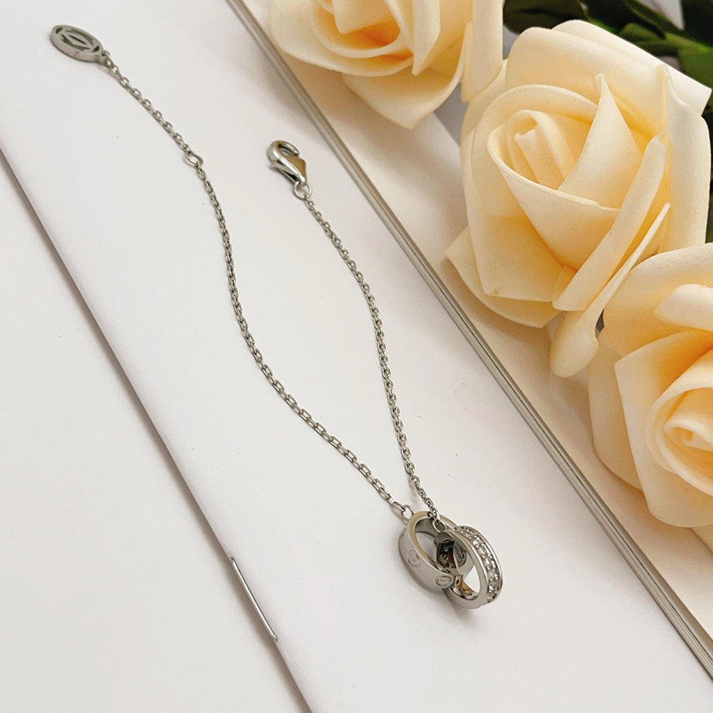 [Limara] LOVE DOUBLE RING HALF DIAMOND BRACELET