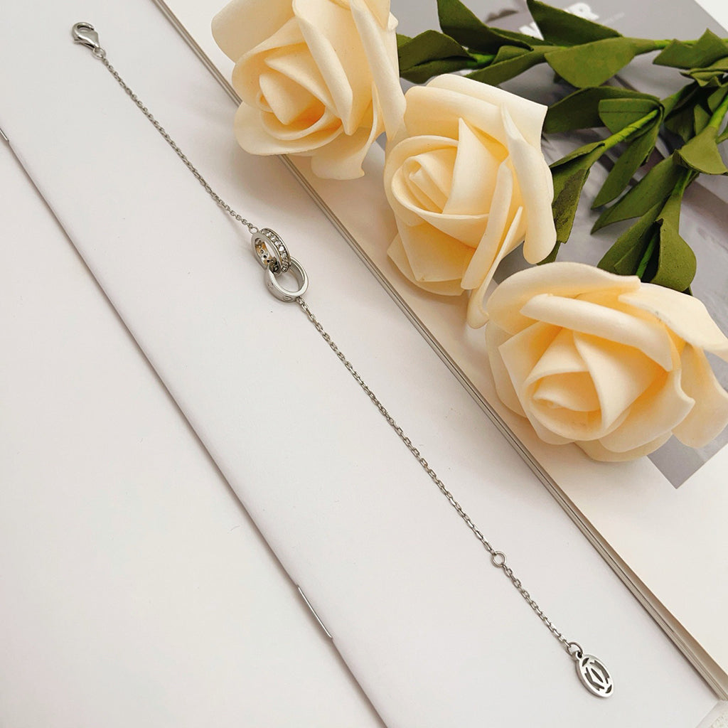 [Limara] LOVE DOUBLE RING HALF DIAMOND BRACELET