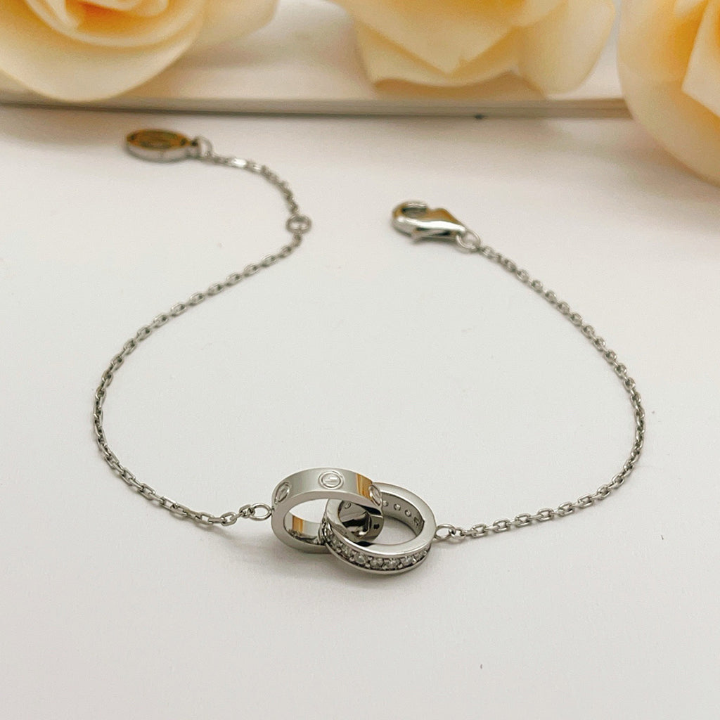 [Limara] LOVE DOUBLE RING HALF DIAMOND BRACELET