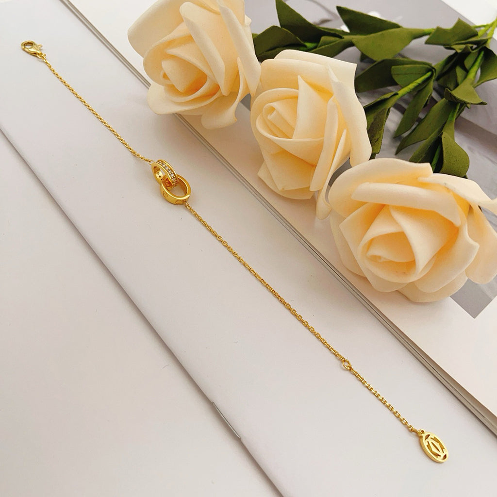[Limara] LOVE DOUBLE RING HALF DIAMOND BRACELET
