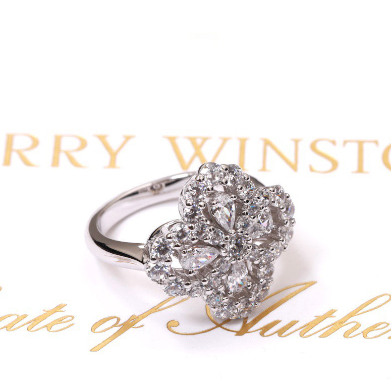 [Limara]LOOP RING FULL MOTIF DIAMOND 16MM SILVE