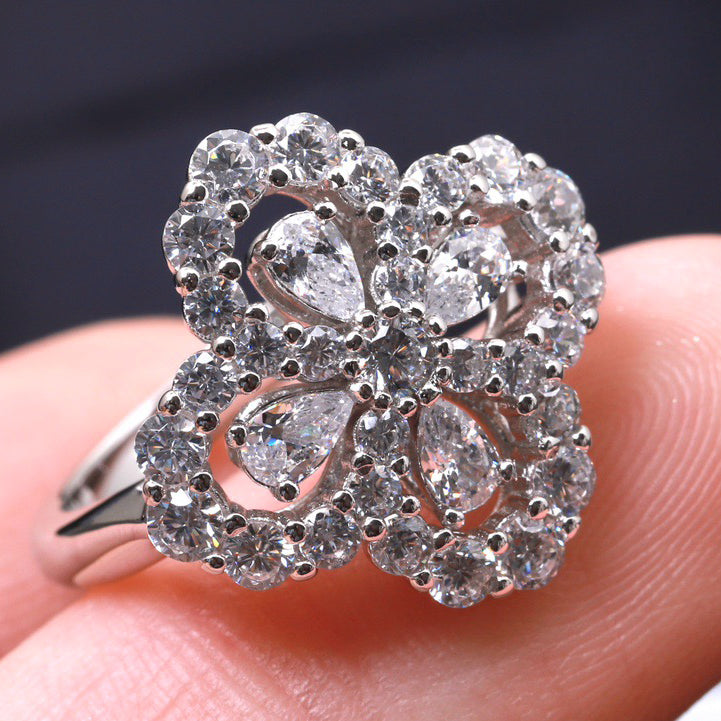 [Limara]LOOP RING FULL MOTIF DIAMOND 16MM SILVE