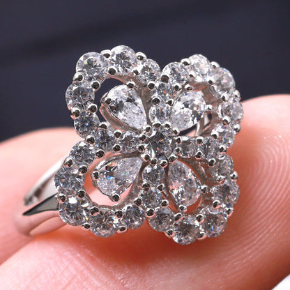 [Limara]LOOP RING FULL MOTIF DIAMOND 16MM SILVE