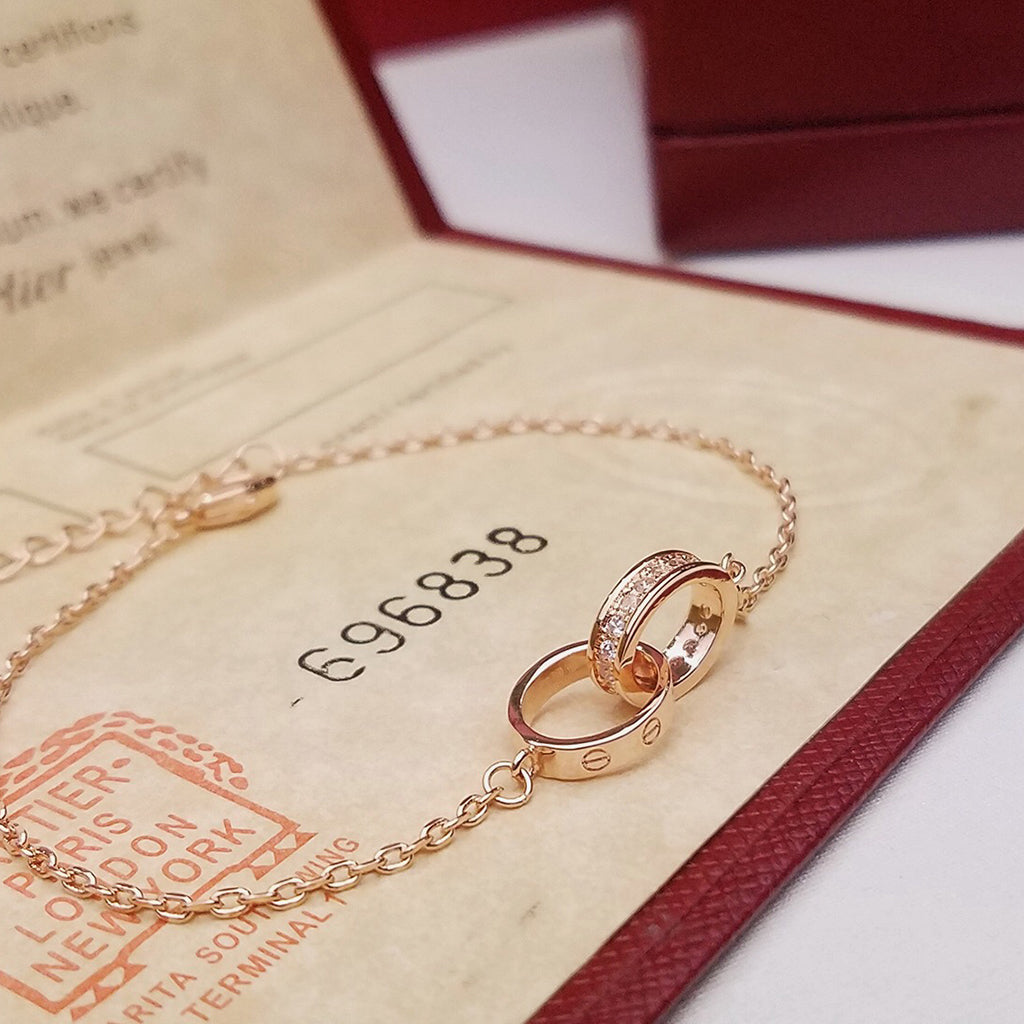 [Limara] LOVE DOUBLE RING HALF DIAMOND BRACELET
