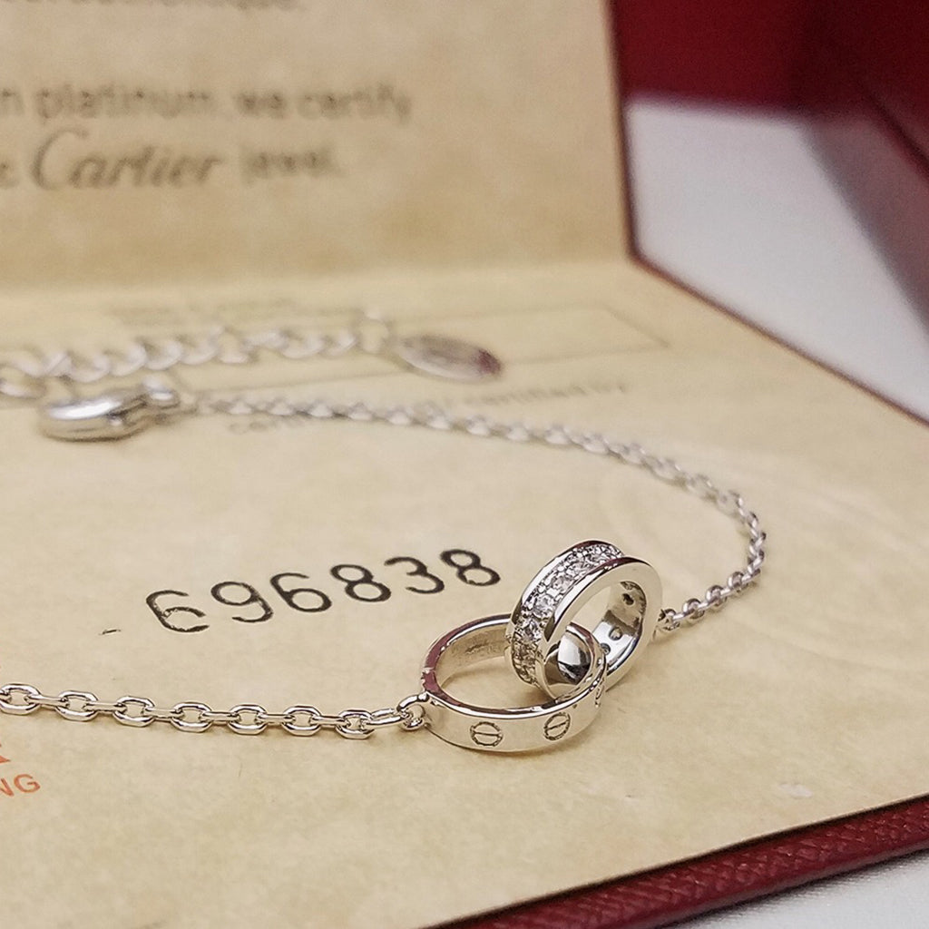 [Limara] LOVE DOUBLE RING HALF DIAMOND BRACELET