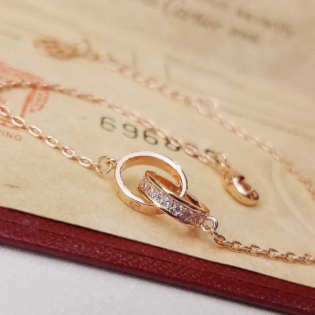 [Limara] LOVE DOUBLE RING HALF DIAMOND BRACELET