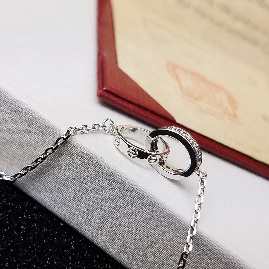 [Limara] LOVE DOUBLE RING HALF DIAMOND BRACELET