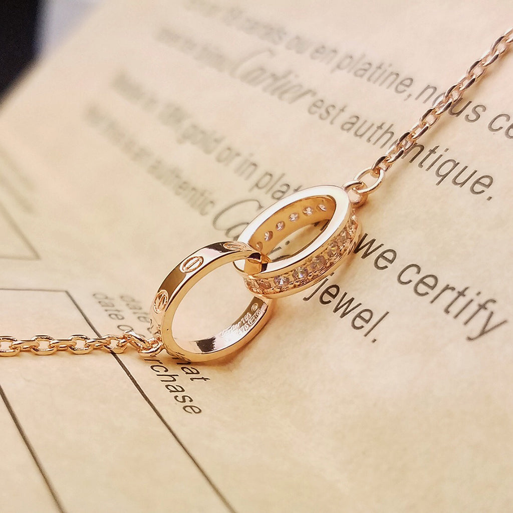 [Limara] LOVE DOUBLE RING HALF DIAMOND BRACELET