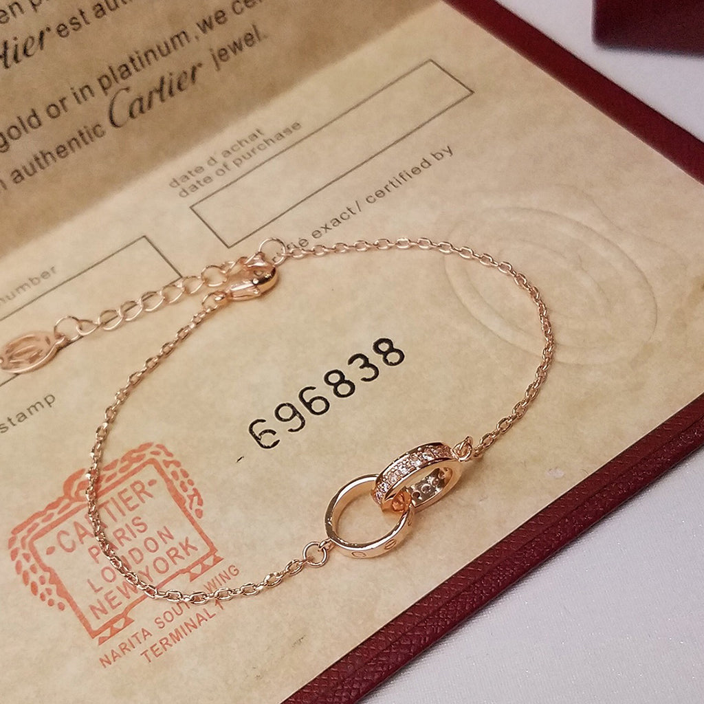 [Limara] LOVE DOUBLE RING HALF DIAMOND BRACELET