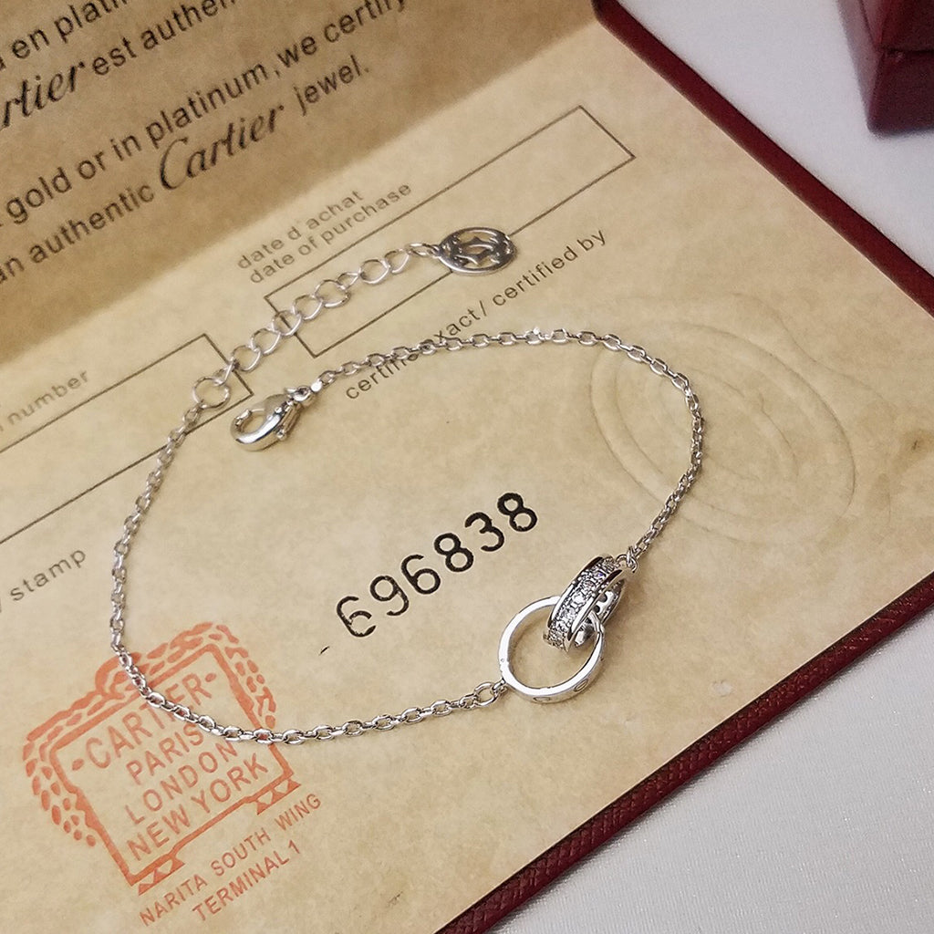 [Limara] LOVE DOUBLE RING HALF DIAMOND BRACELET