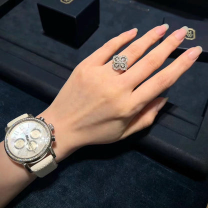 [Limara]LOOP RING FULL MOTIF DIAMOND 16MM SILVE