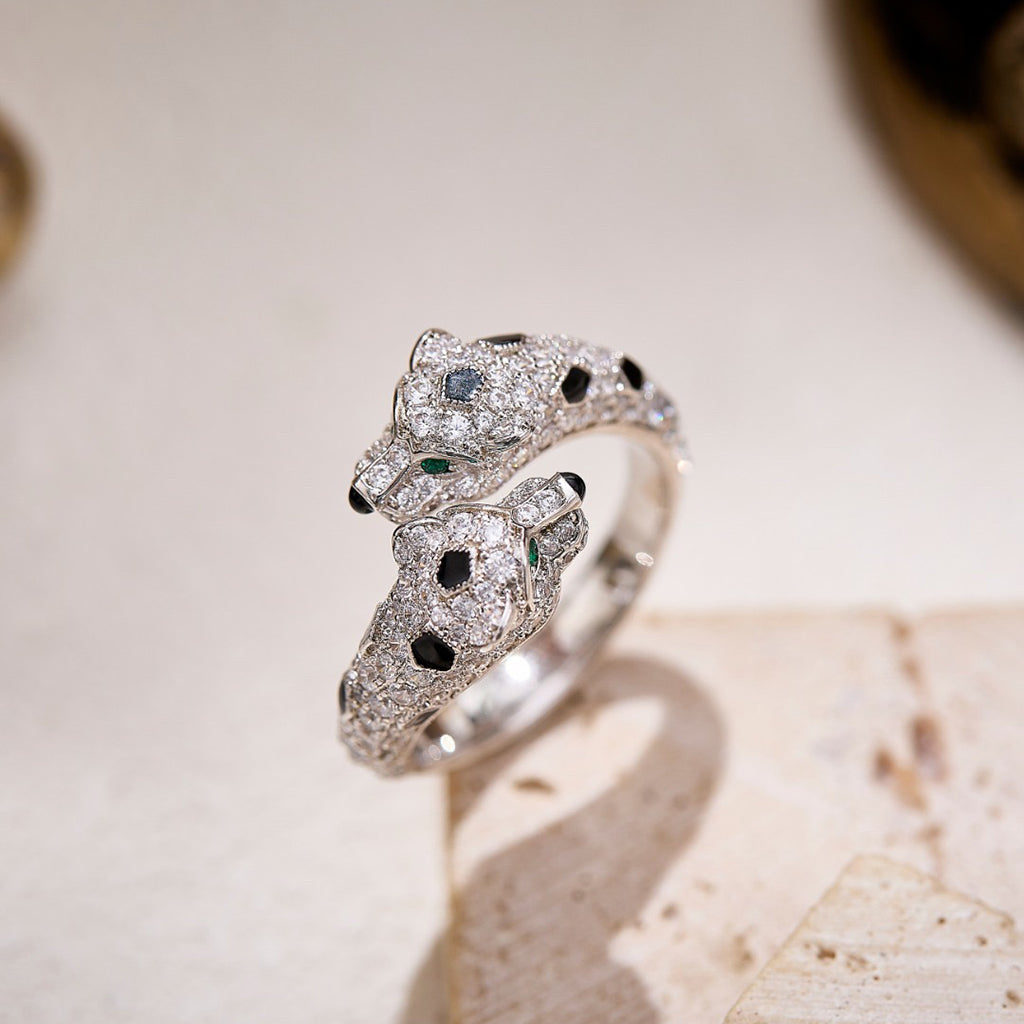 [Limara] PANTHERE DOUBLE HEADED FULL DIAMOND  RING