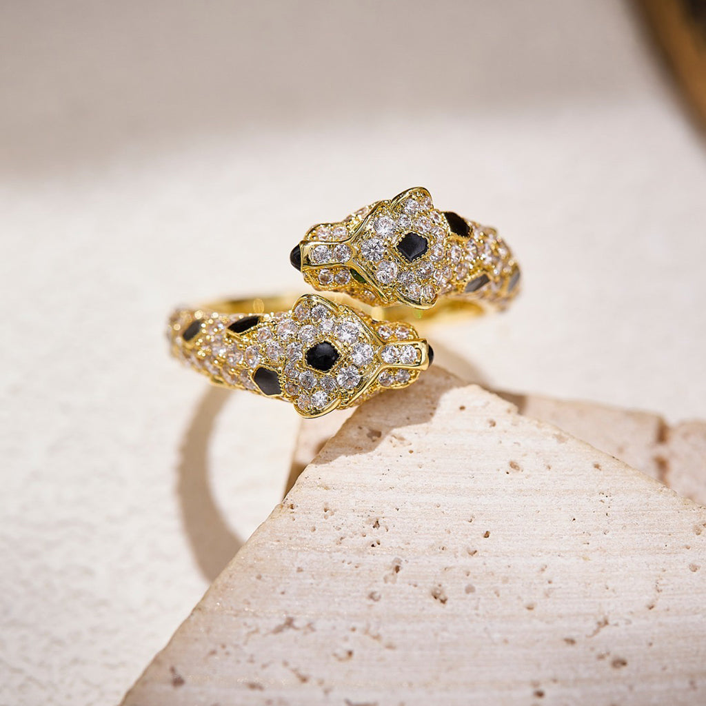 [Limara] PANTHERE DOUBLE HEADED FULL DIAMOND  RING