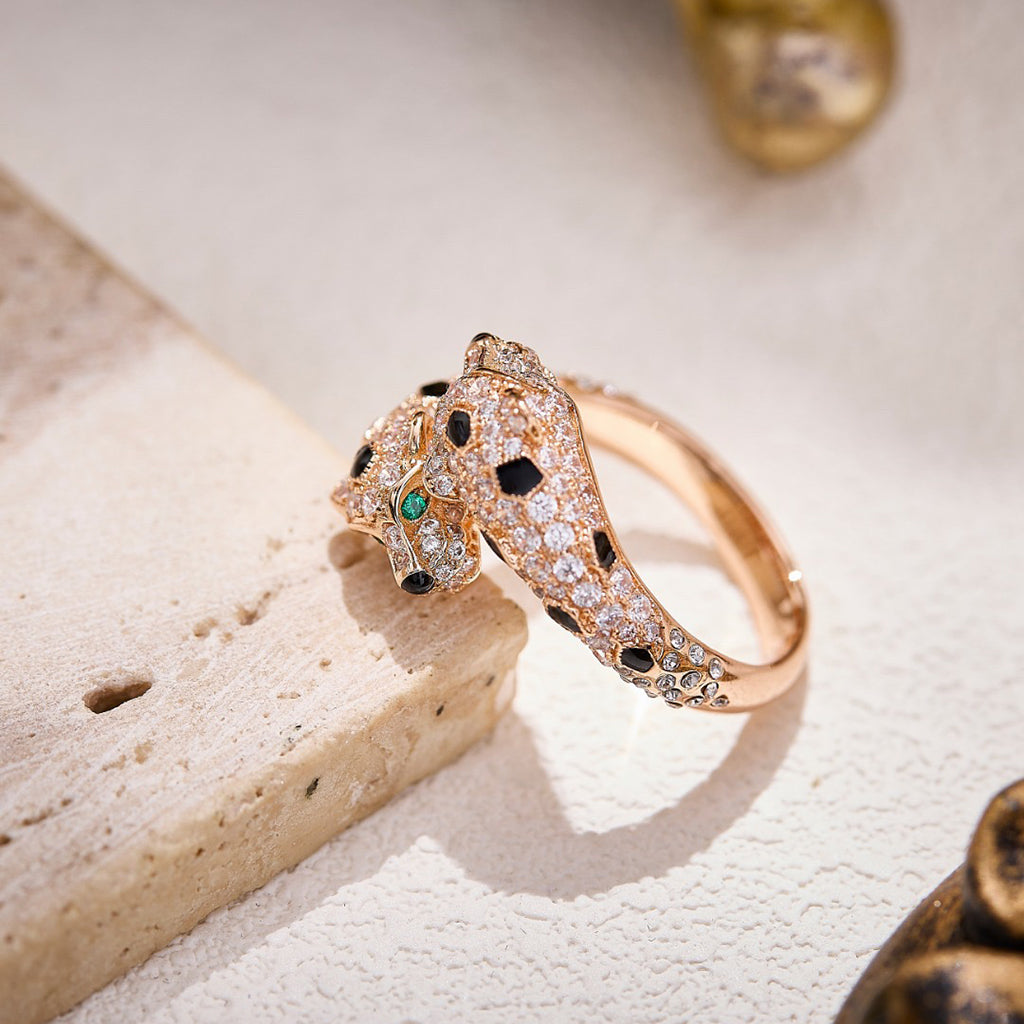 [Limara] PANTHERE DOUBLE HEADED FULL DIAMOND  RING