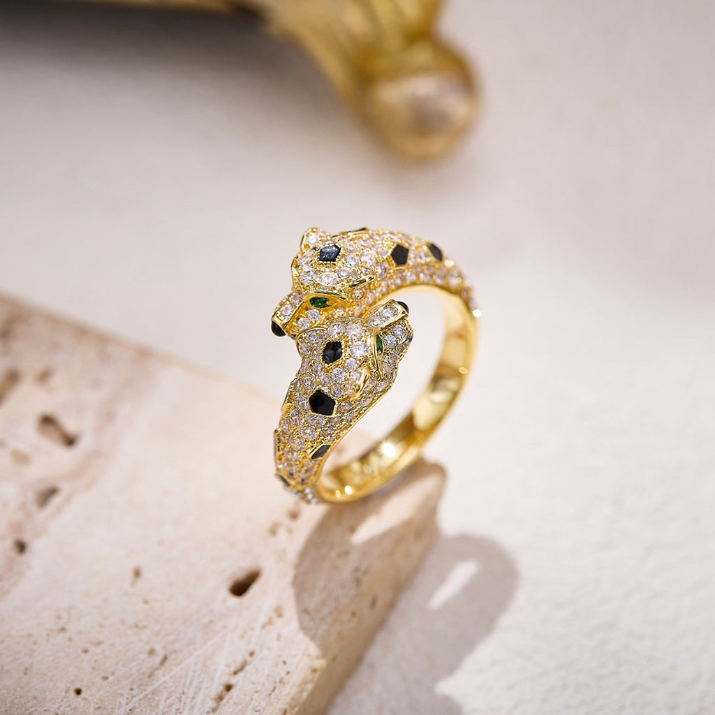 [Limara] PANTHERE DOUBLE HEADED FULL DIAMOND  RING