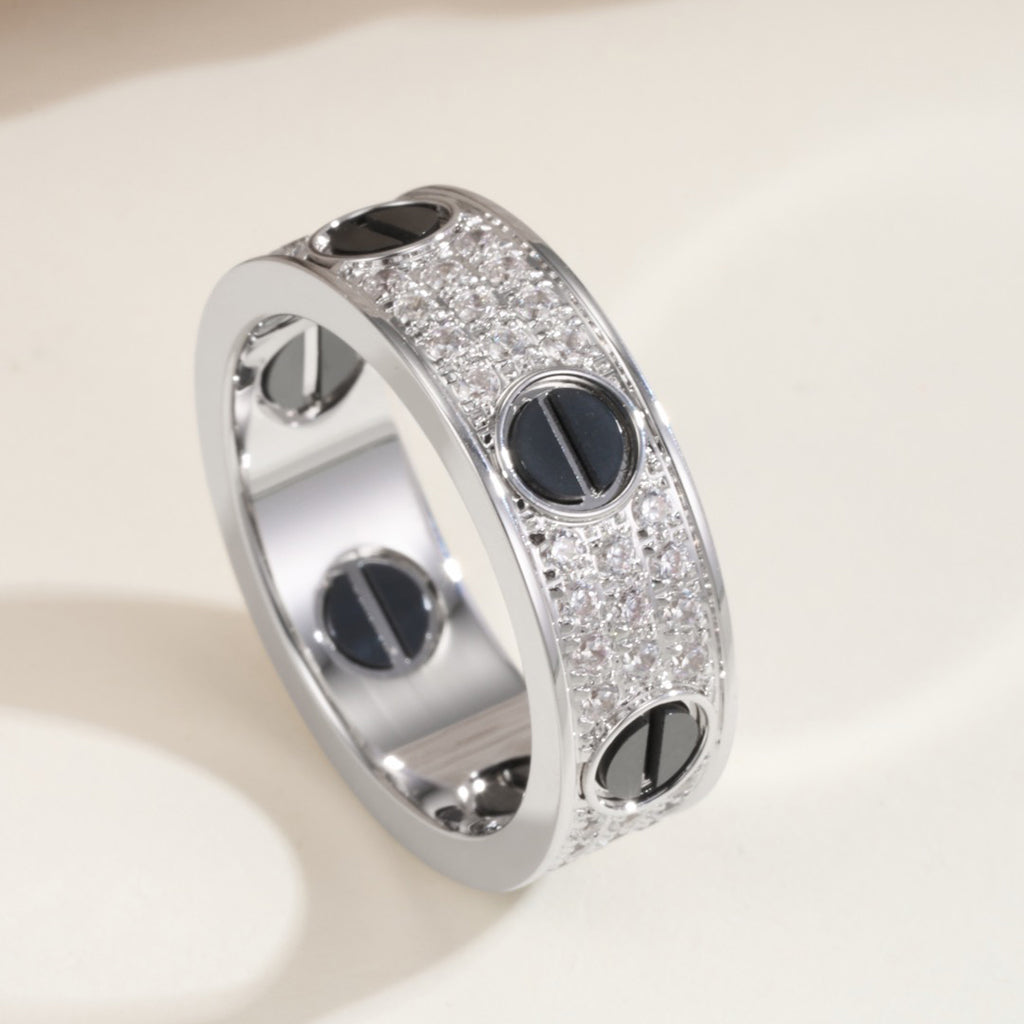 [Limara] LOVE RING 5.5MM DIAMONDS PAVED CERAMIC