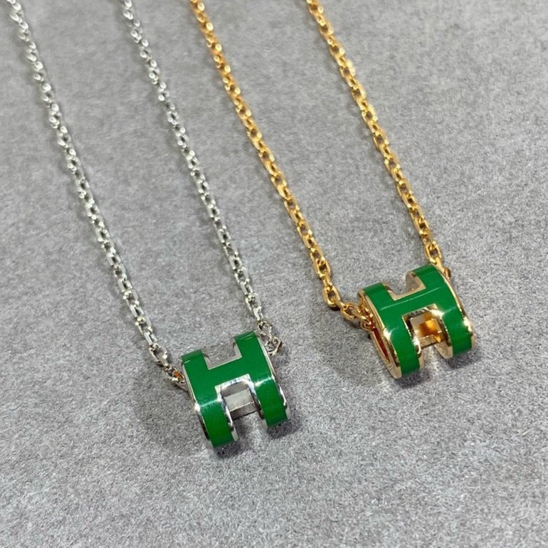 [Limara]POP H GREEN NECKLACE SILVER AND GOLD