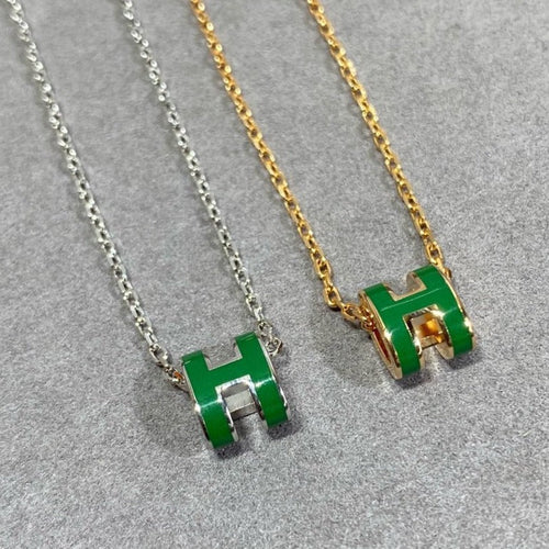[Limara]POP H GREEN NECKLACE SILVER AND GOLD