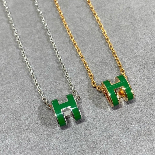 [Limara]POP H GREEN NECKLACE SILVER AND GOLD