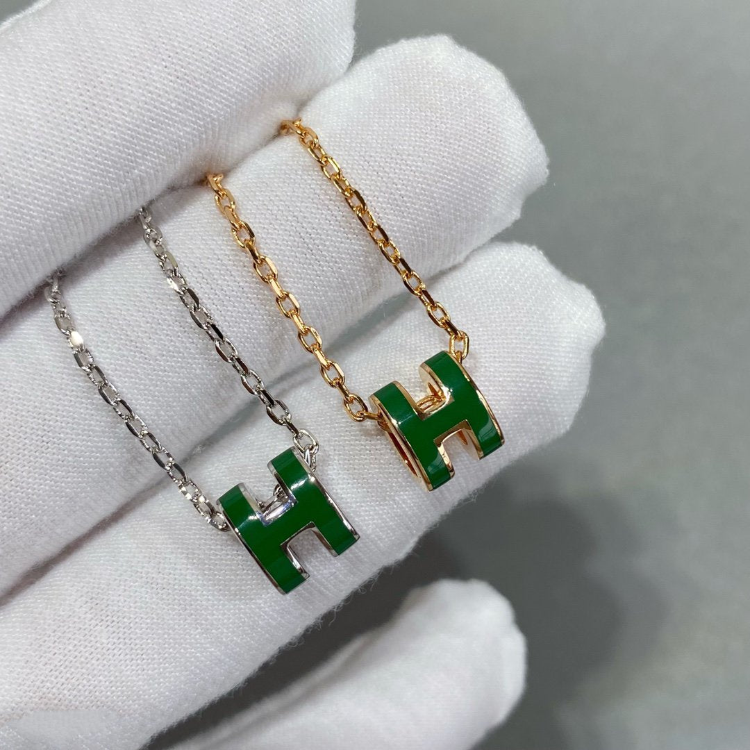[Limara]POP H GREEN NECKLACE SILVER AND GOLD