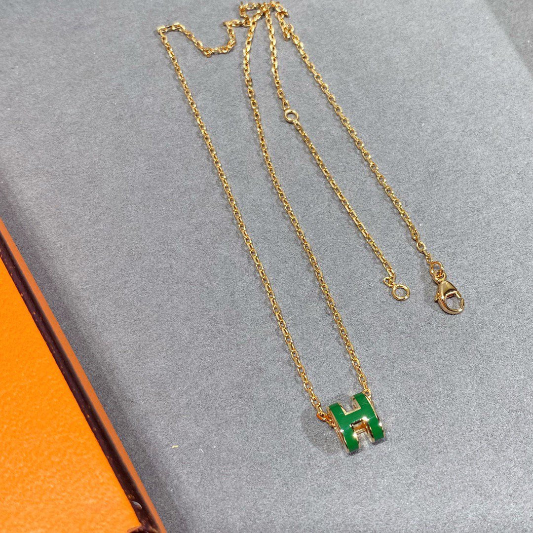 [Limara]POP H GREEN NECKLACE SILVER AND GOLD