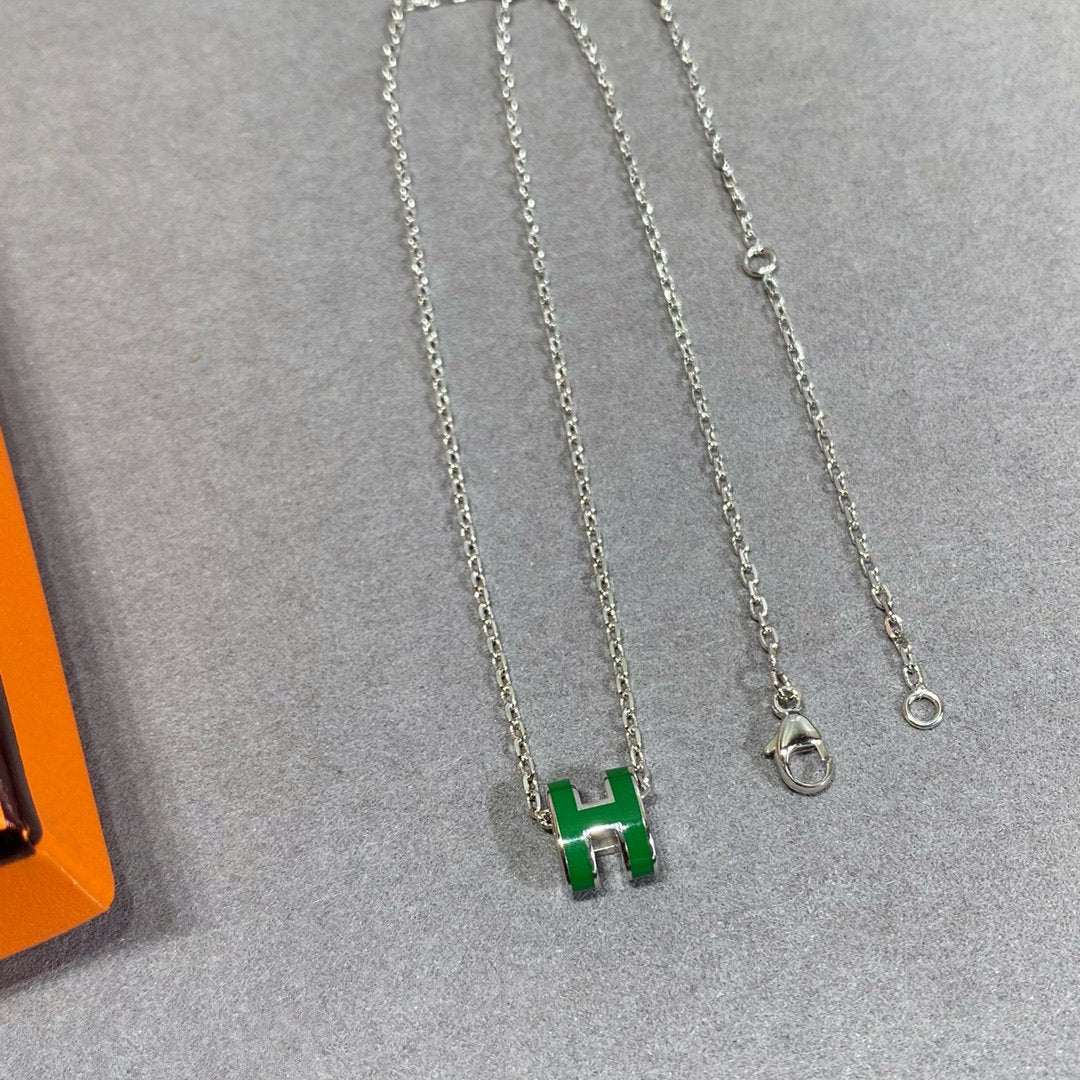 [Limara]POP H GREEN NECKLACE SILVER AND GOLD