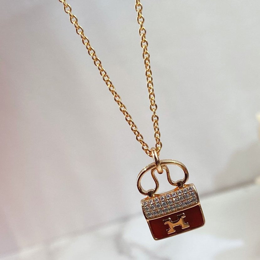 [Limara]CONSTANCE RED PEDANT ROSE GOLD NECKLACE