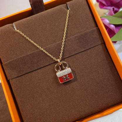 [Limara]CONSTANCE RED PEDANT ROSE GOLD NECKLACE