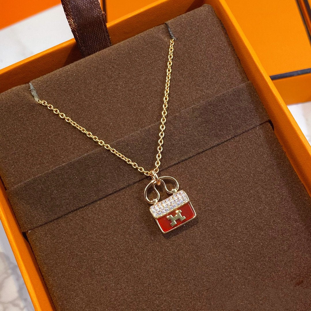 [Limara]CONSTANCE RED PEDANT ROSE GOLD NECKLACE