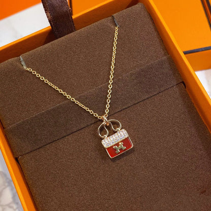 [Limara]CONSTANCE RED PEDANT ROSE GOLD NECKLACE