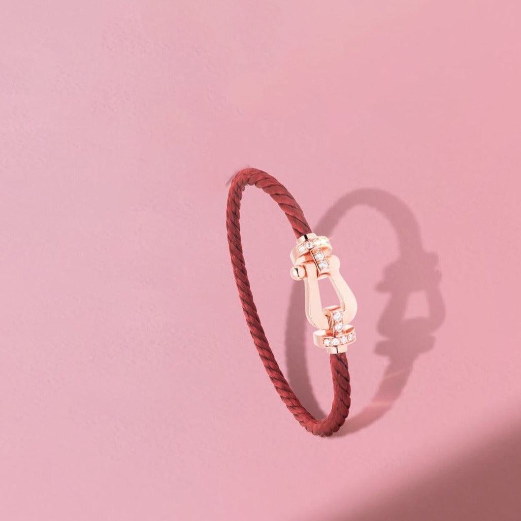 [Limara]FORCE 10 HALF DIAMOND PINK GOLD RED CORDERI LARGE AND MEDIUM MODEL
