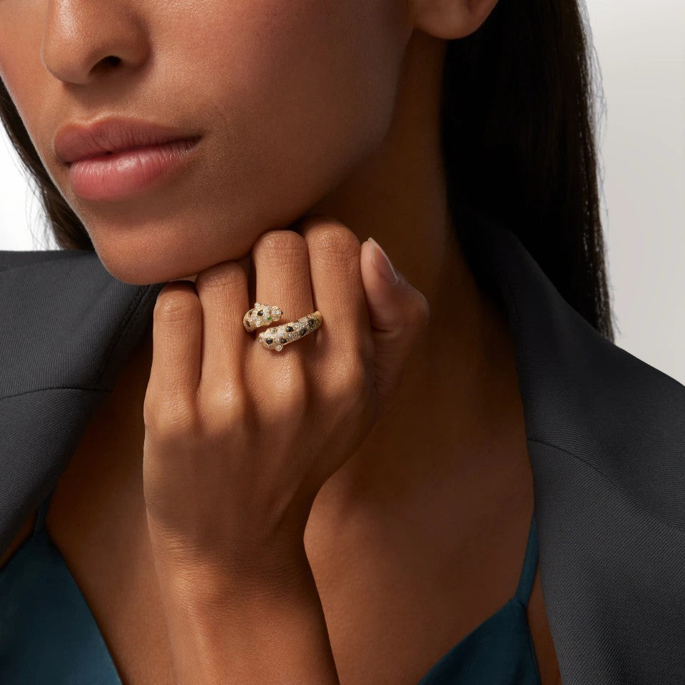 [Limara] PANTHERE DOUBLE HEADED FULL DIAMOND  RING