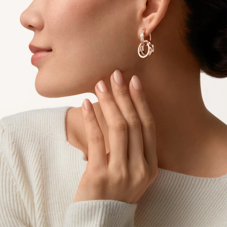 [Limara] LOVE 3.3MM DANGLE HALF DIAMOND EARRINGS