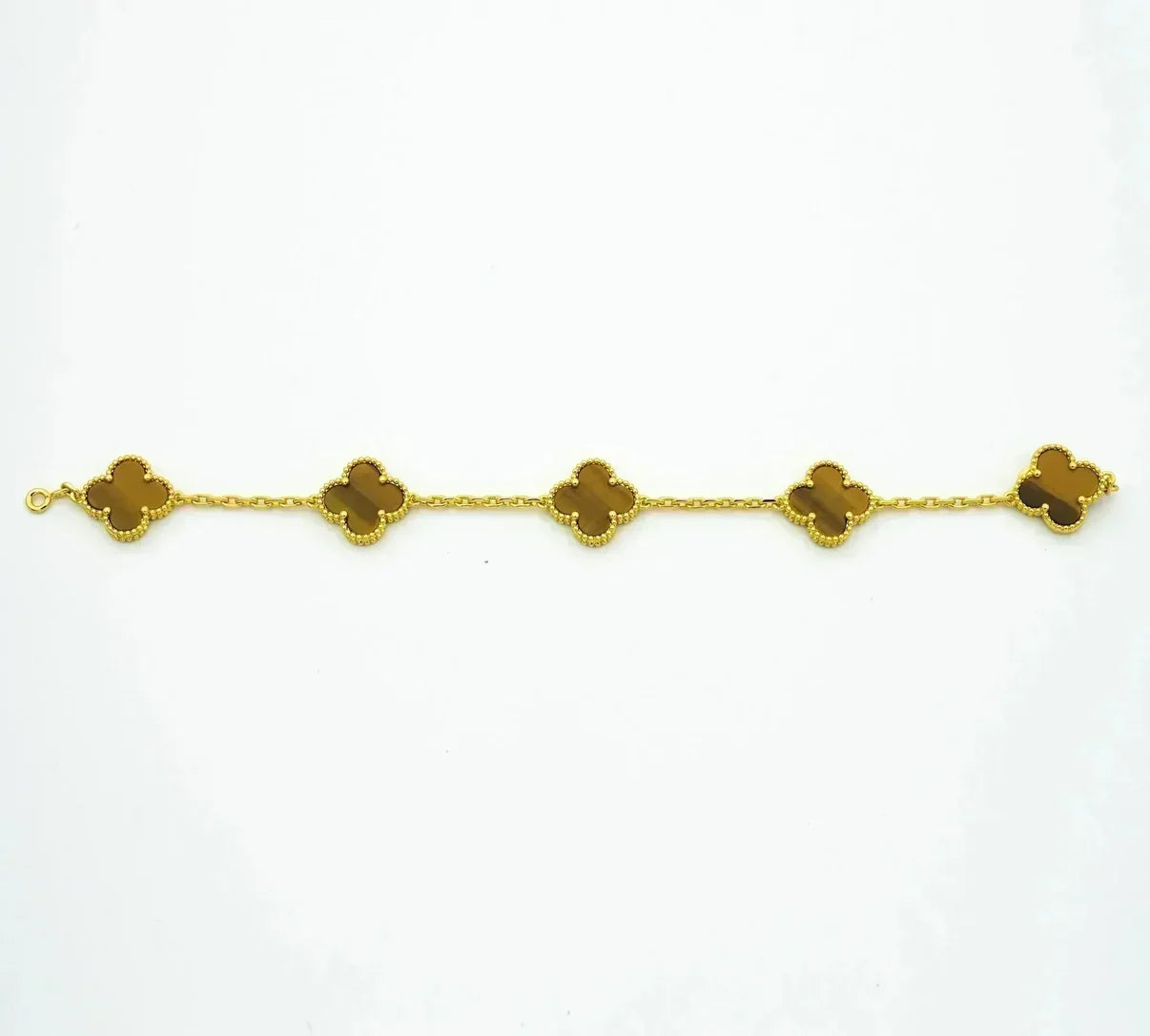 [Limara]LUCKY CLOVER 5-MOTIF BRACELET -  TIGER’S EYE COLLECTION