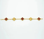 [Limara]LUCKY CLOVER 5-MOTIF-ARMBAND – KOLLEKTION ROTER KARNEOL