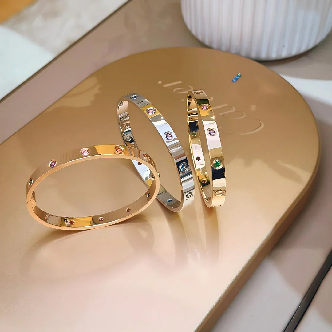 [Limara]CLASSIC 6.1MM LOVE BRACELET 10-DIAMOND MULTICOLOR