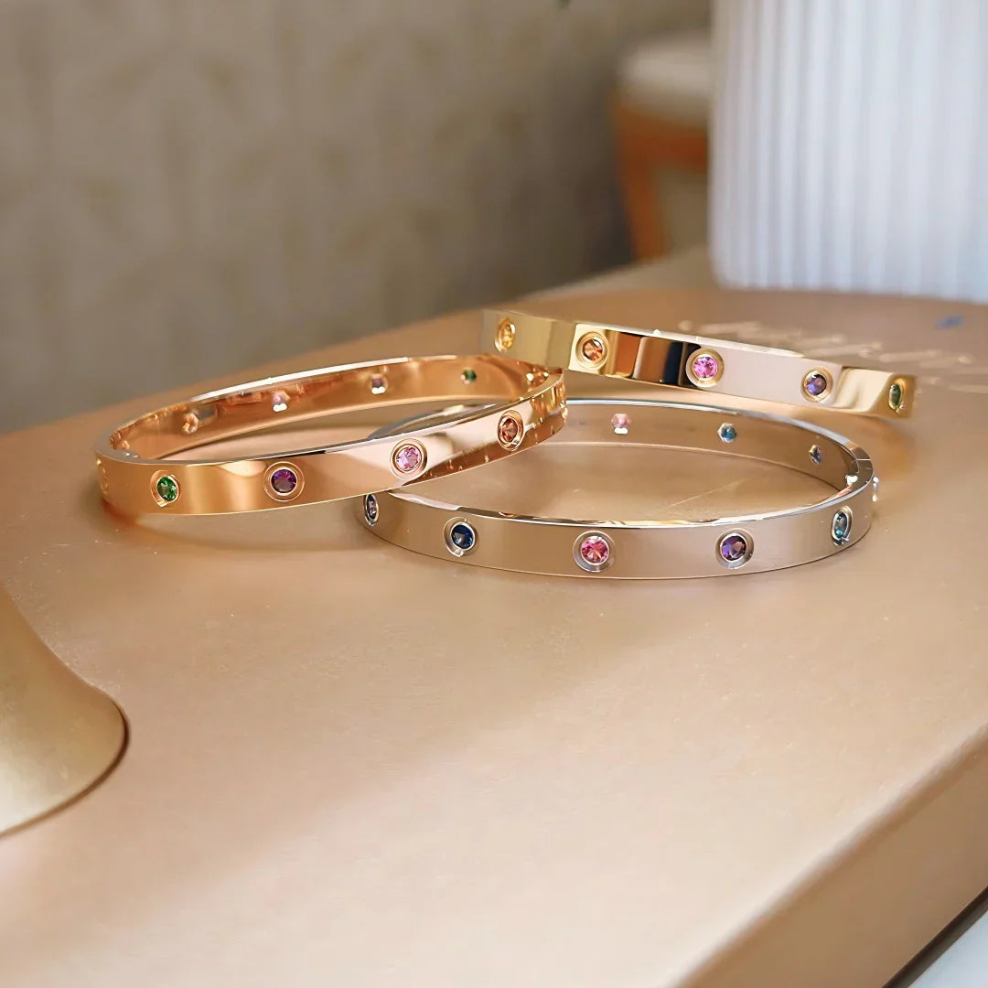 [Limara]CLASSIC 6.1MM LOVE BRACELET 10-DIAMOND MULTICOLOR